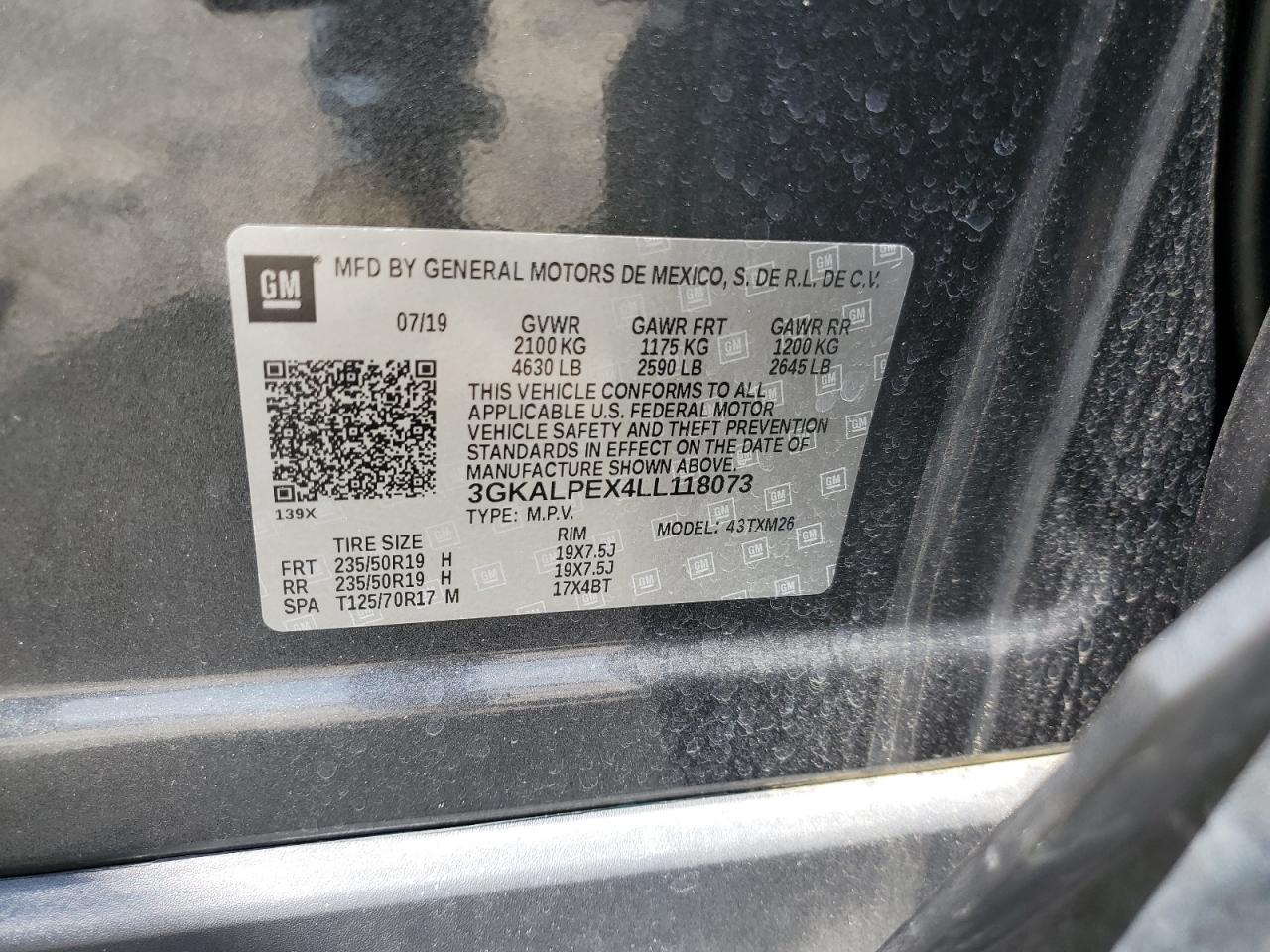 2020 GMC Terrain Slt VIN: 3GKALPEX4LL118073 Lot: 64990774