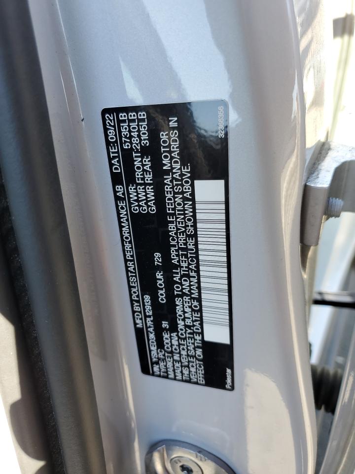 2023 Polestar 2 VIN: YSMED3KA7PL129139 Lot: 61509654