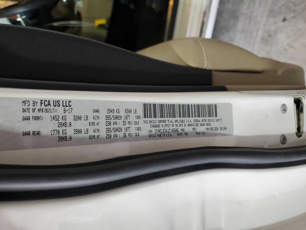 2018 Dodge Durango Citadel VIN: 1C4RDJEG4JC145646 Lot: 64099694