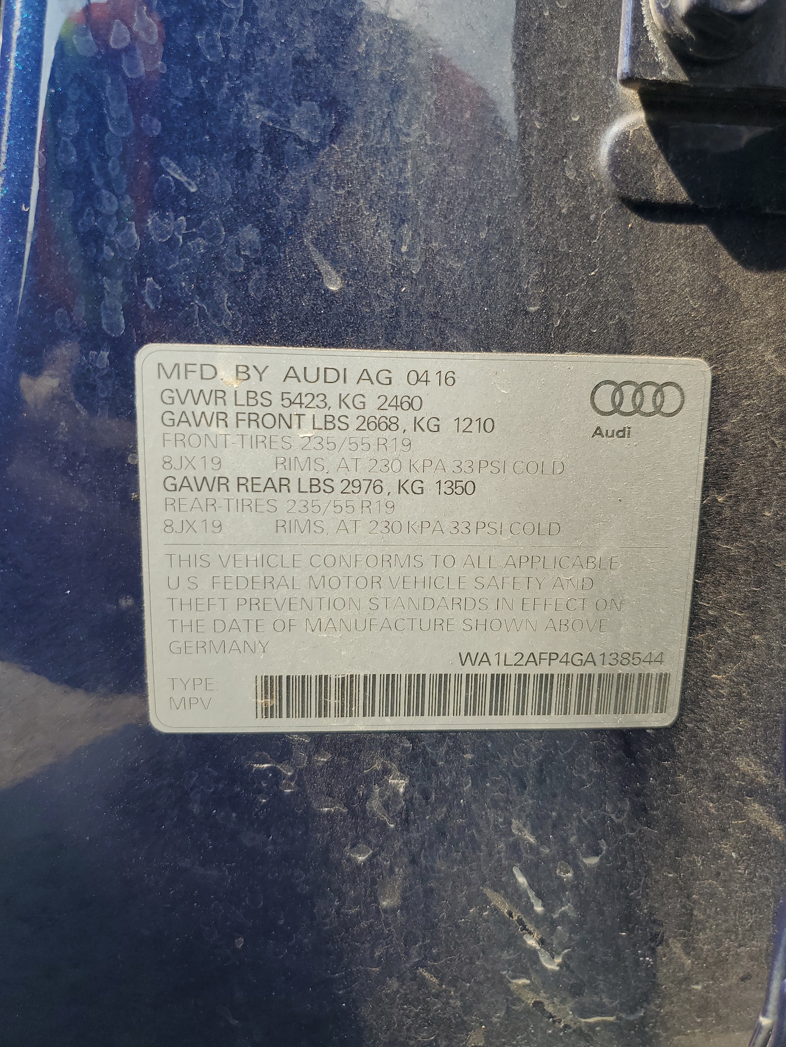 WA1L2AFP4GA138544 2016 Audi Q5 Premium Plus