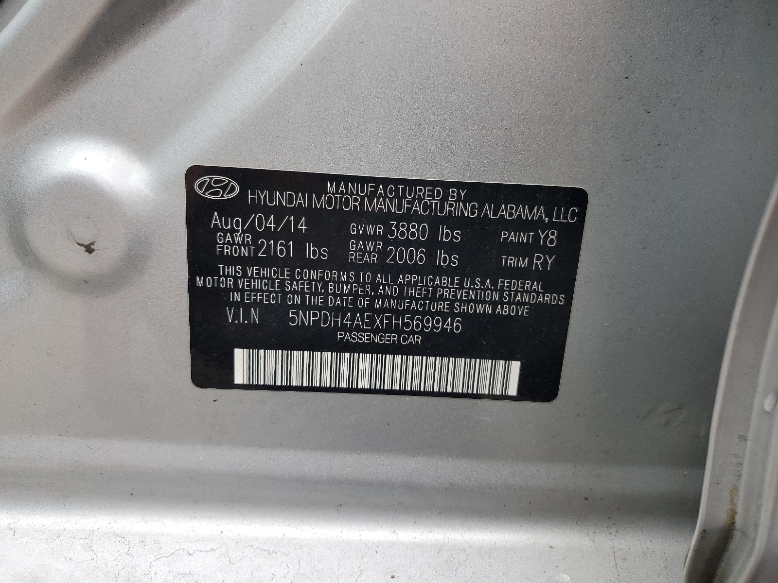 5NPDH4AEXFH569946 2015 Hyundai Elantra Se