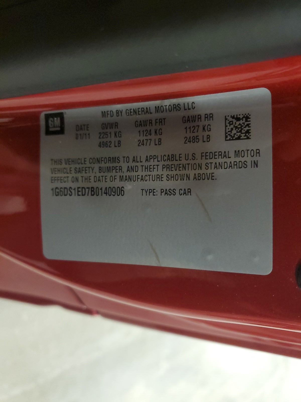 1G6DS1ED7B0140906 2011 Cadillac Cts Premium Collection