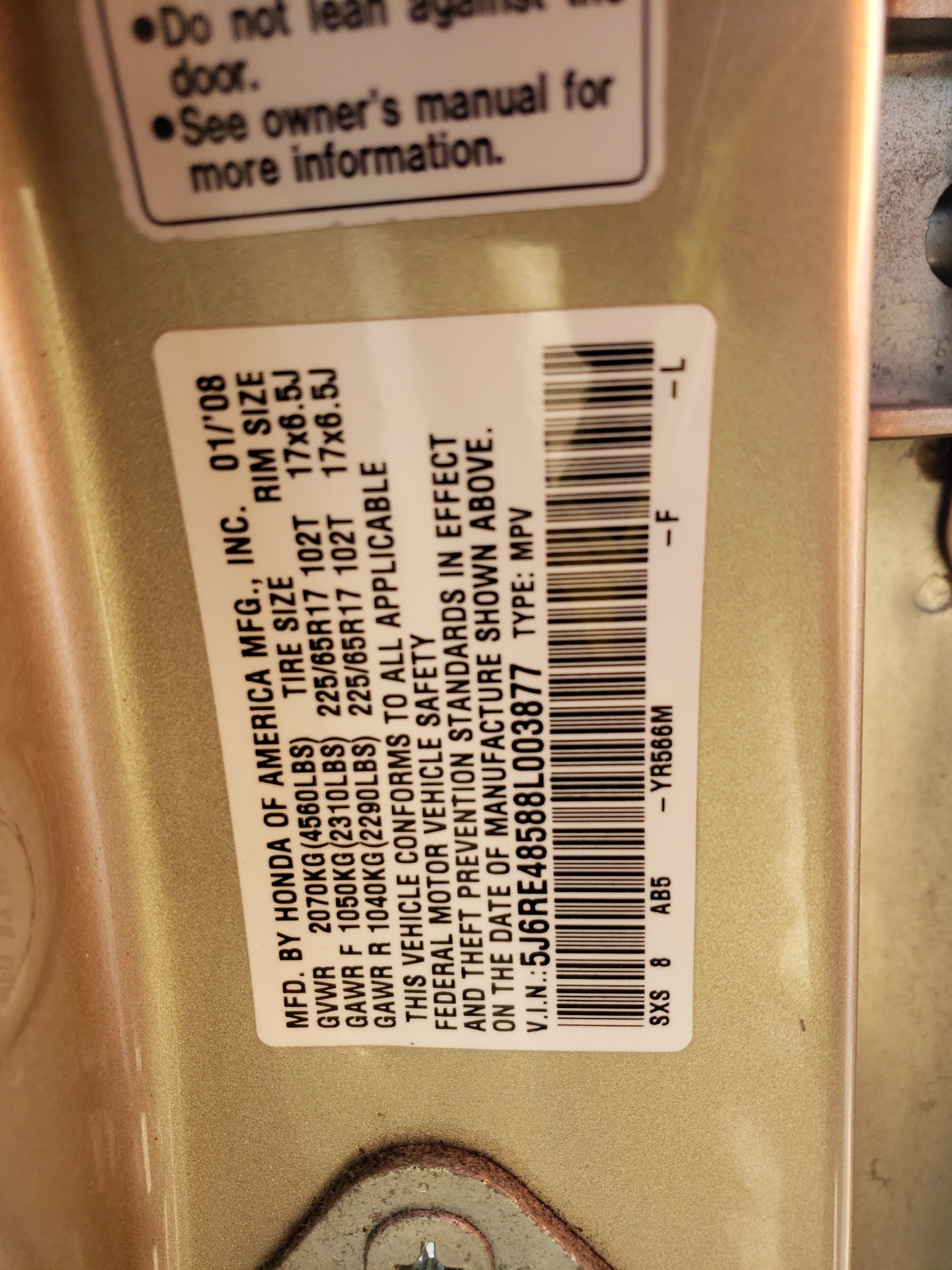 5J6RE48588L003877 2008 Honda Cr-V Ex