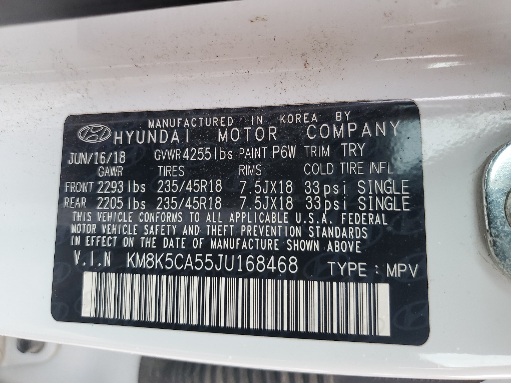 KM8K5CA55JU168468 2018 Hyundai Kona Ultimate