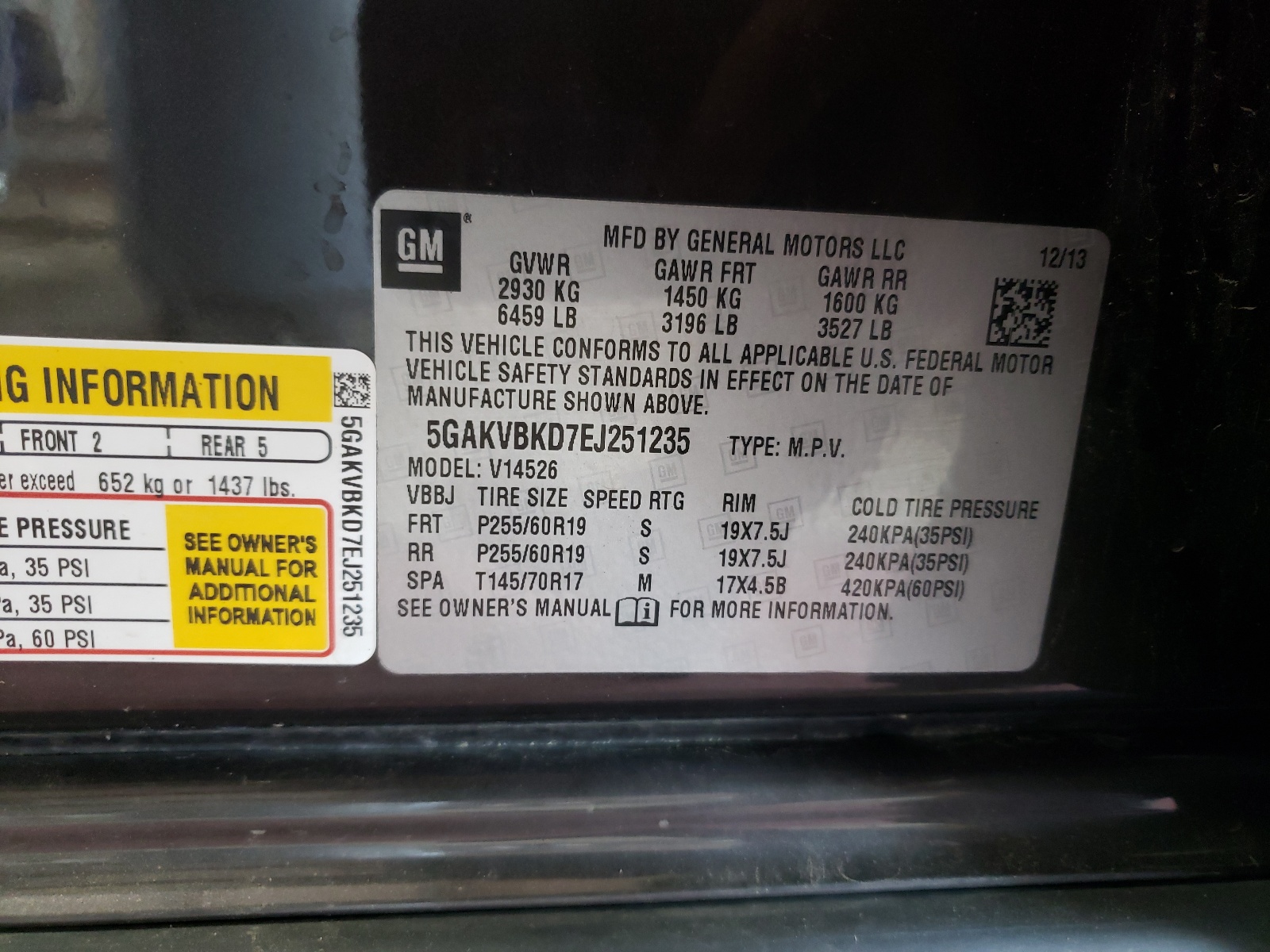 5GAKVBKD7EJ251235 2014 Buick Enclave