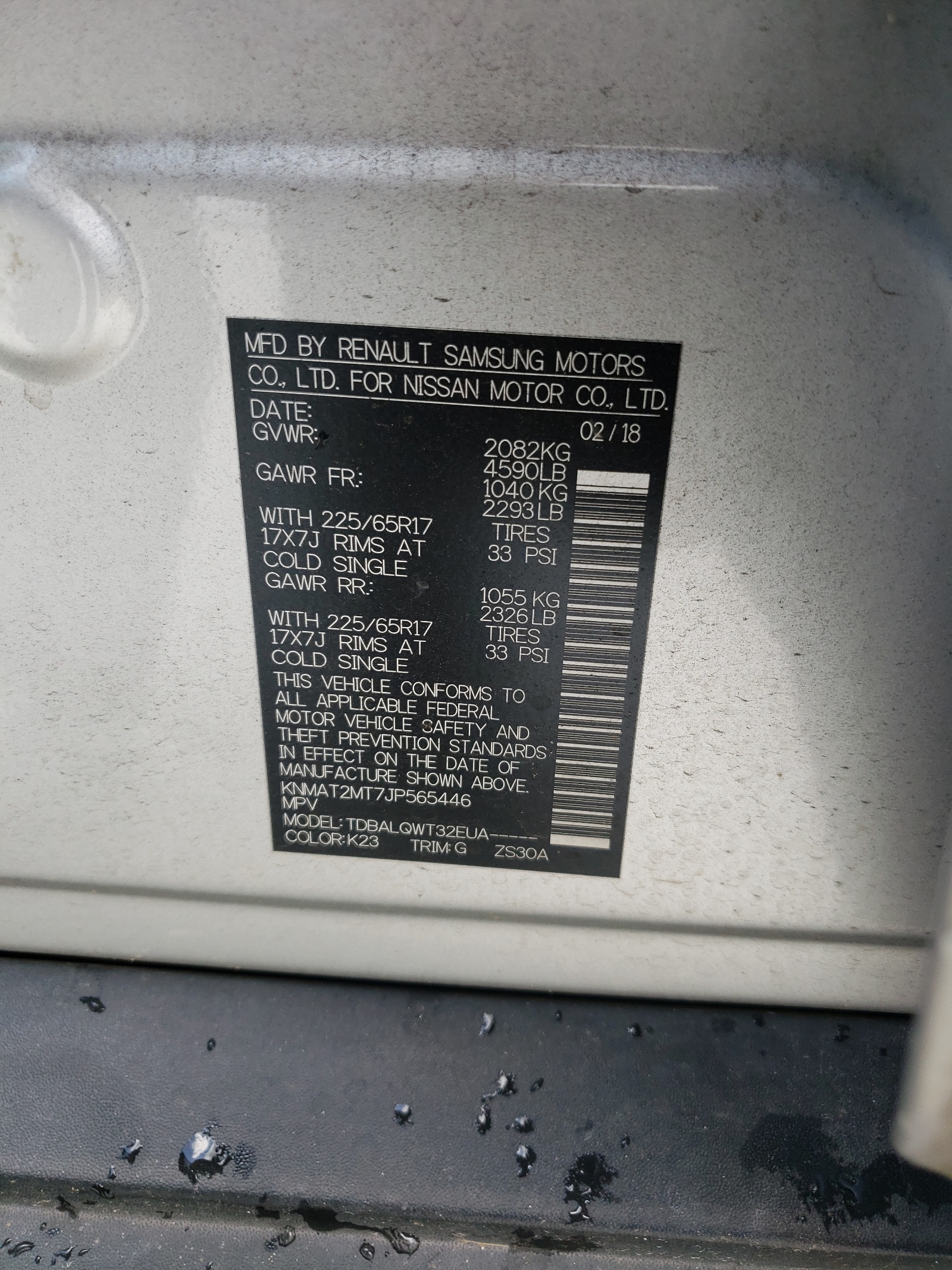 KNMAT2MT7JP565446 2018 Nissan Rogue S