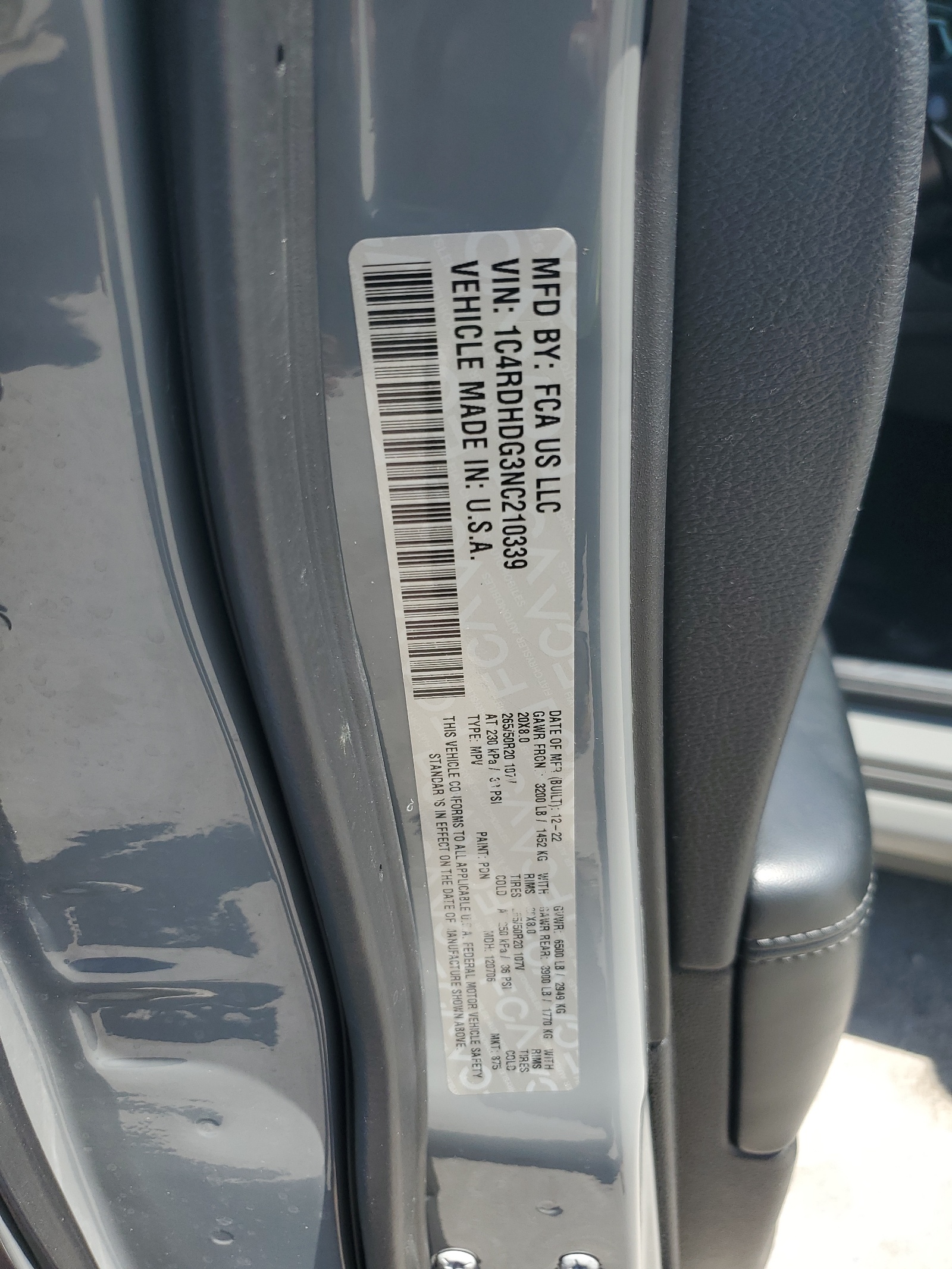 1C4RDHDG3NC210339 2022 Dodge Durango Gt