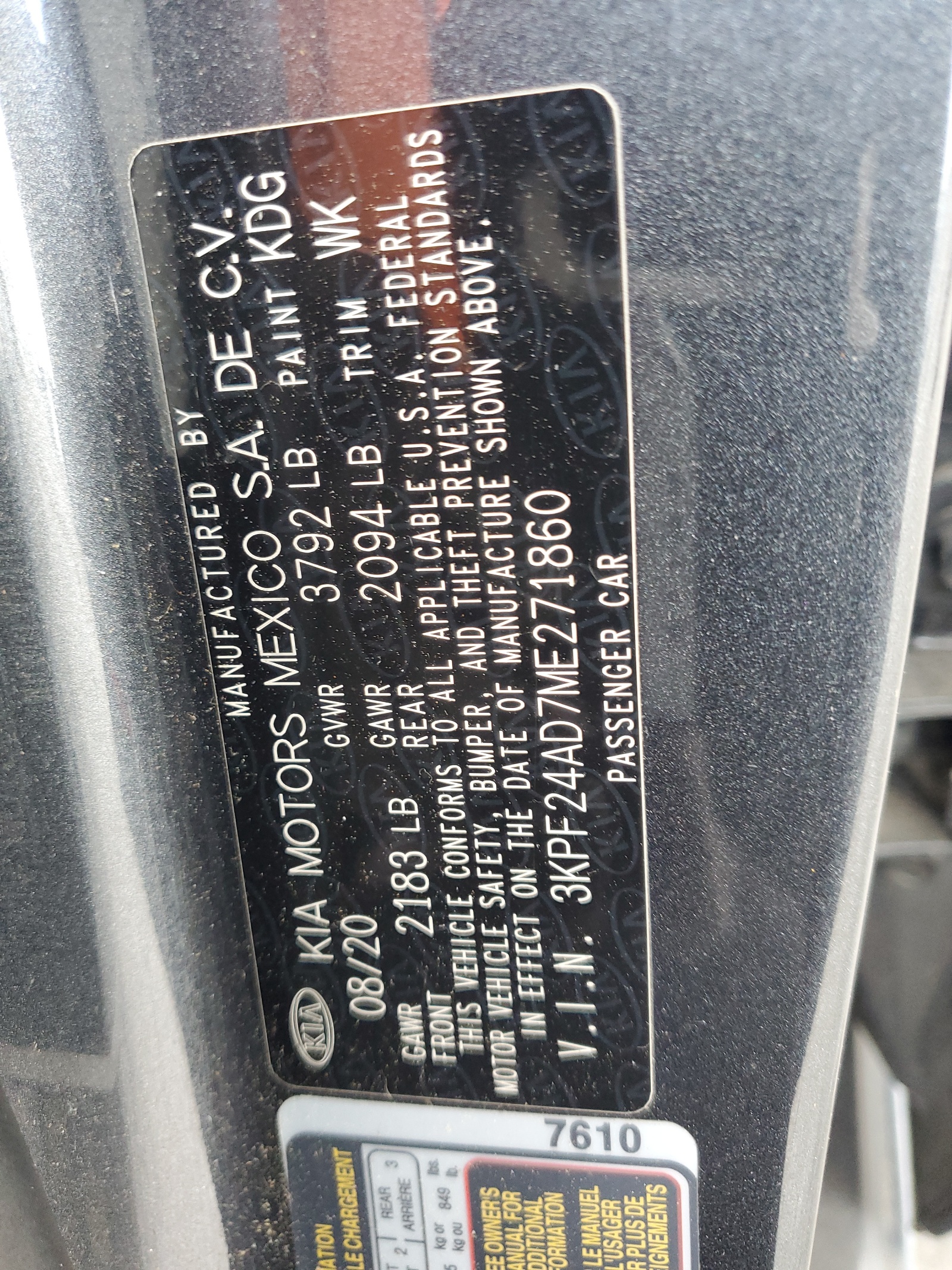 3KPF24AD7ME271860 2021 Kia Forte Fe