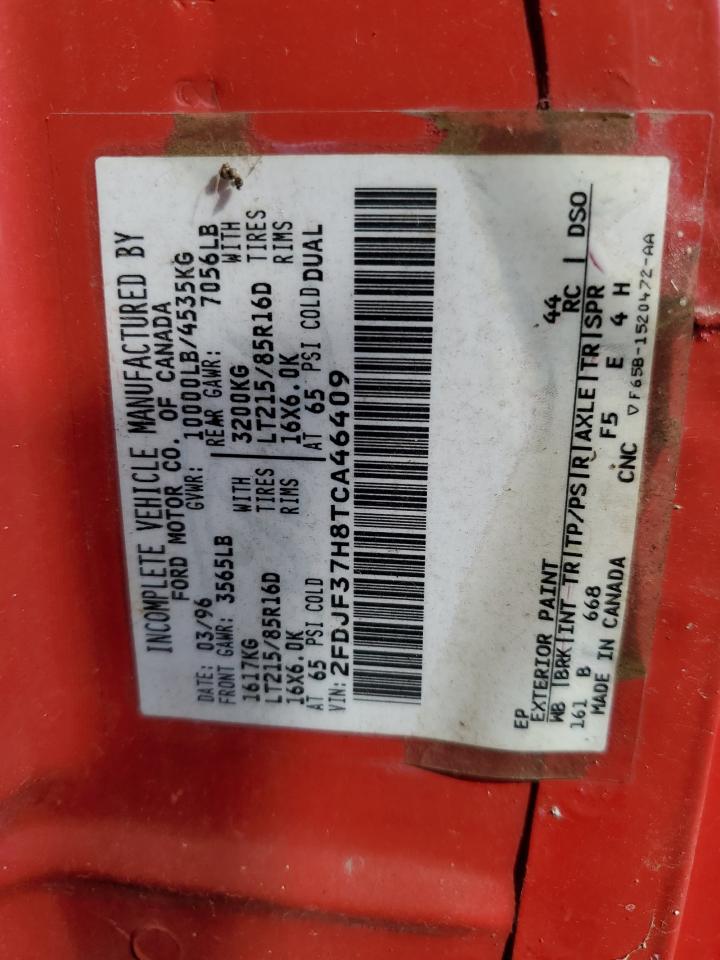 1996 Ford F350 VIN: 2FDJF37H8TCA46409 Lot: 62118544