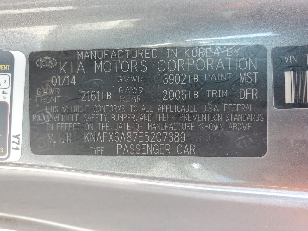 2014 Kia Forte Ex VIN: KNAFX6A87E5207389 Lot: 63655684