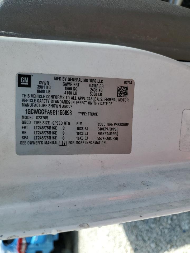 2014 Chevrolet Express G2500 VIN: 1GCWGGFA9E1156098 Lot: 64427634