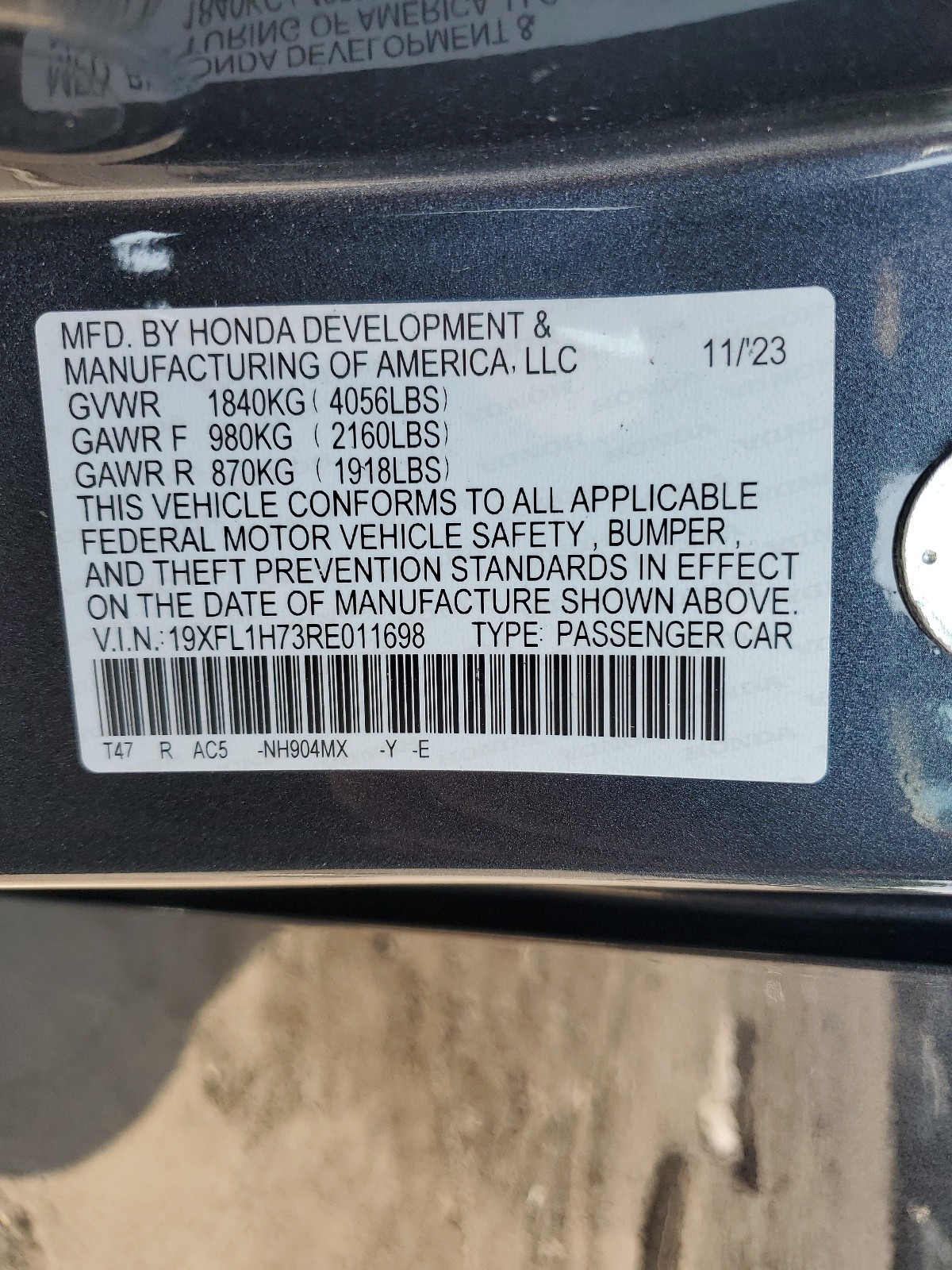 2024 Honda Civic Exl vin: 19XFL1H73RE011698