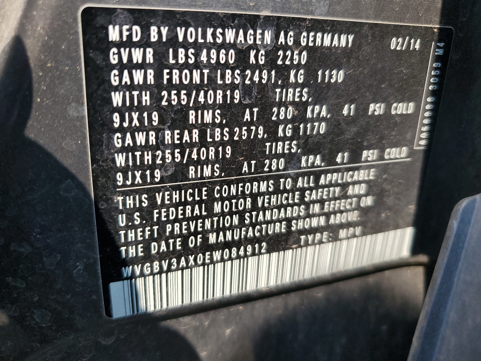 WVGBV3AX0EW084912 2014 Volkswagen Tiguan S