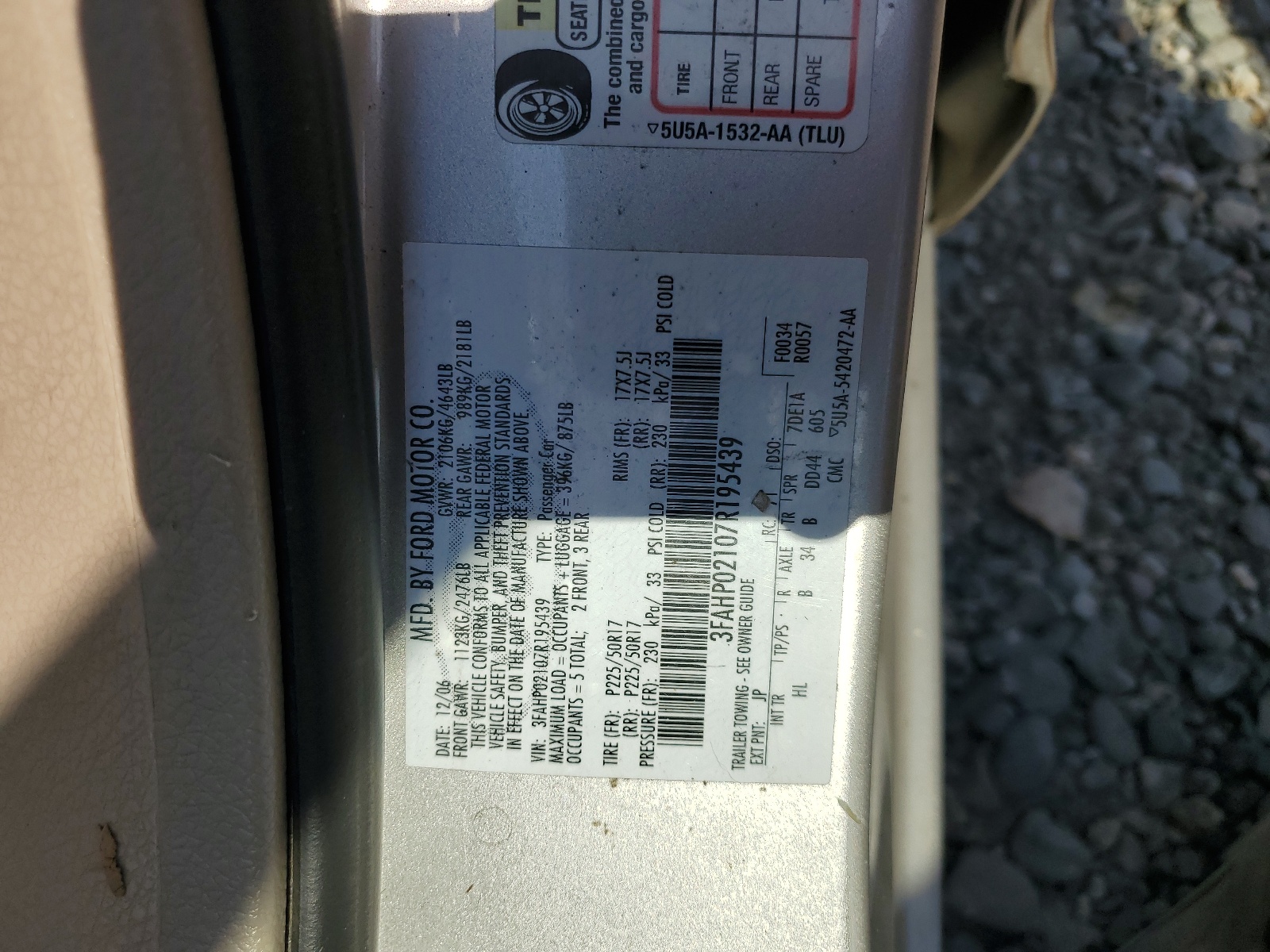 3FAHP02107R195439 2007 Ford Fusion Sel