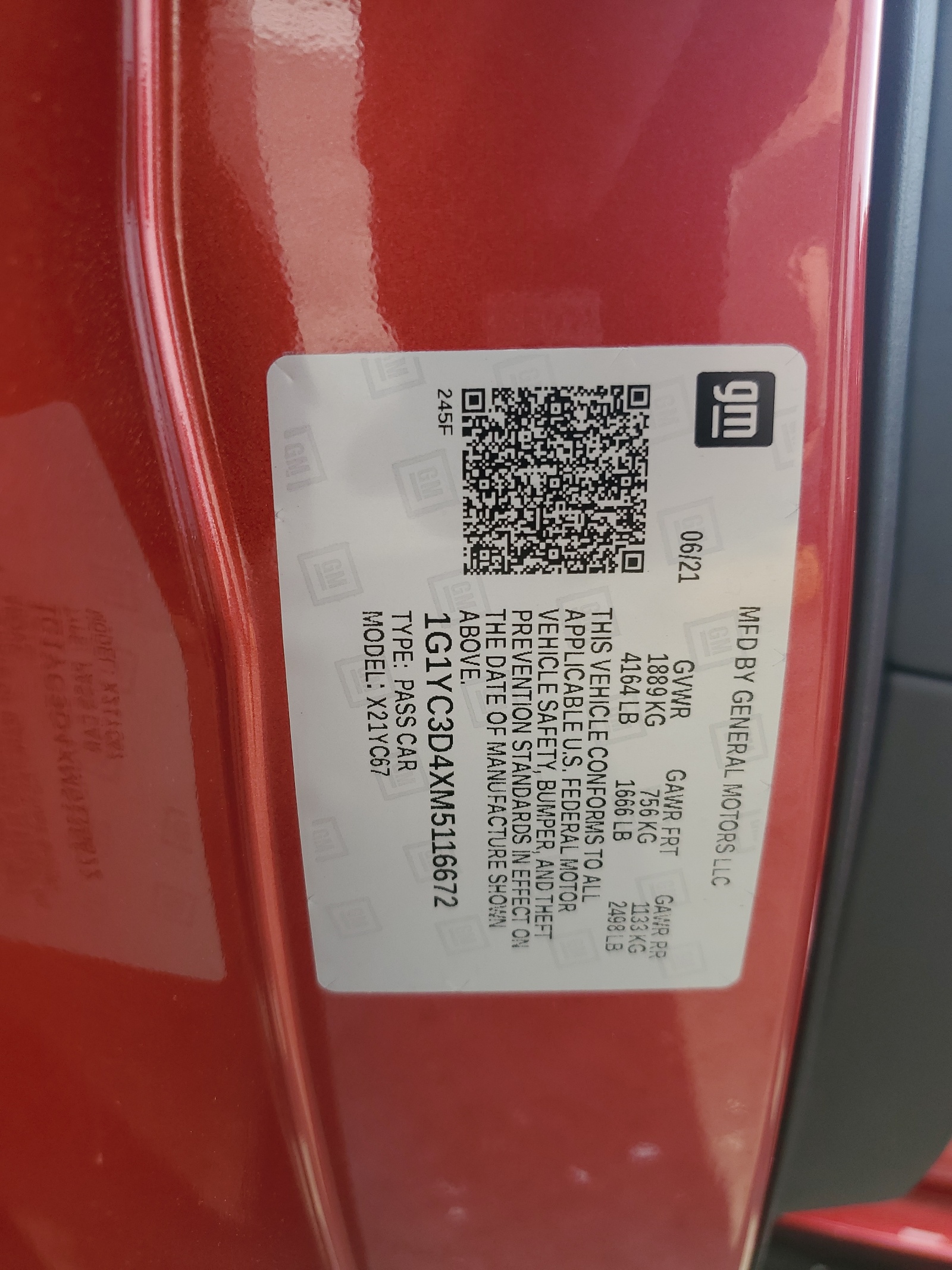 1G1YC3D4XM5116672 2021 Chevrolet Corvette Stingray 3Lt