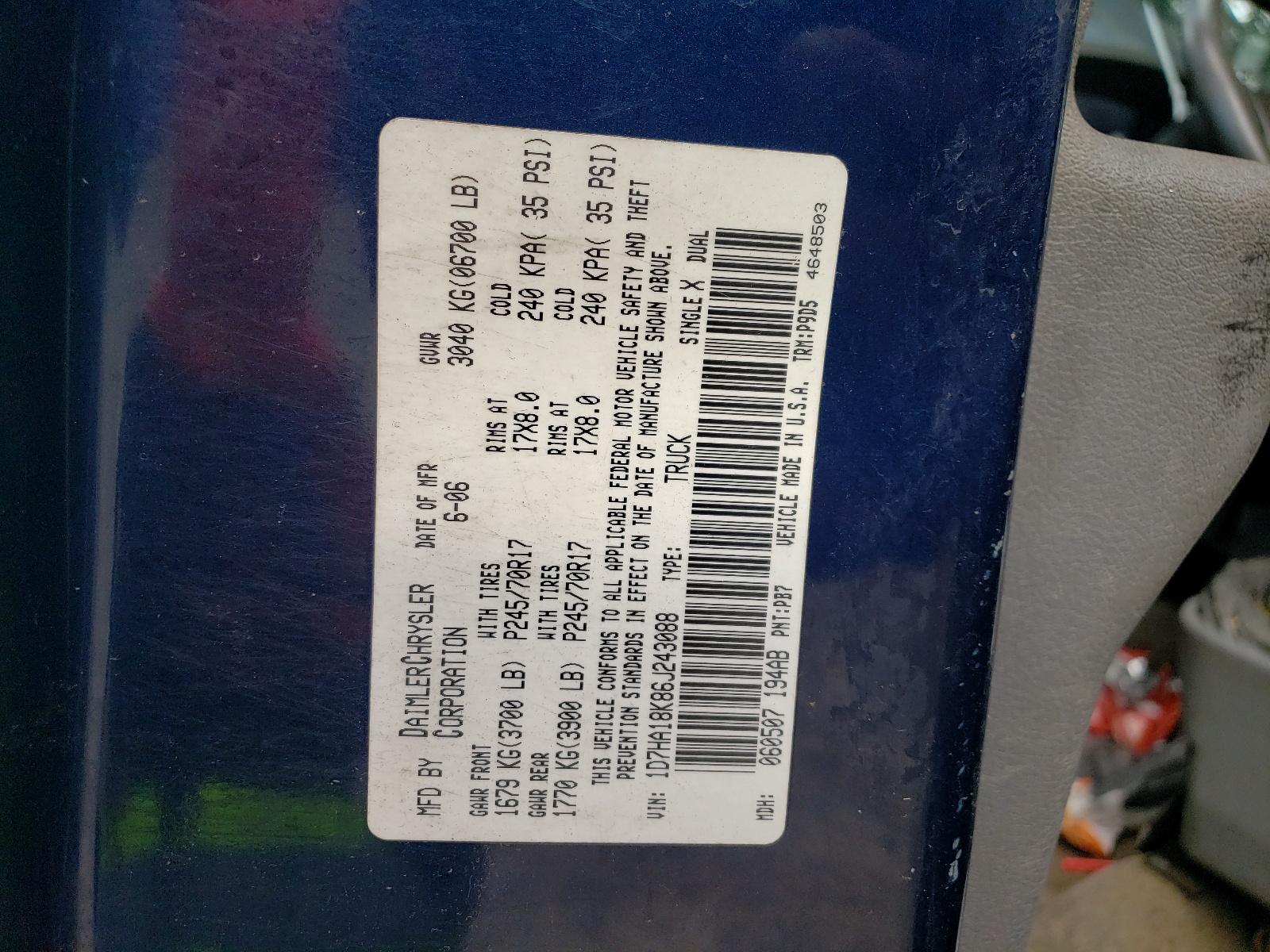 1D7HA18K86J243088 2006 Dodge Ram 1500 St