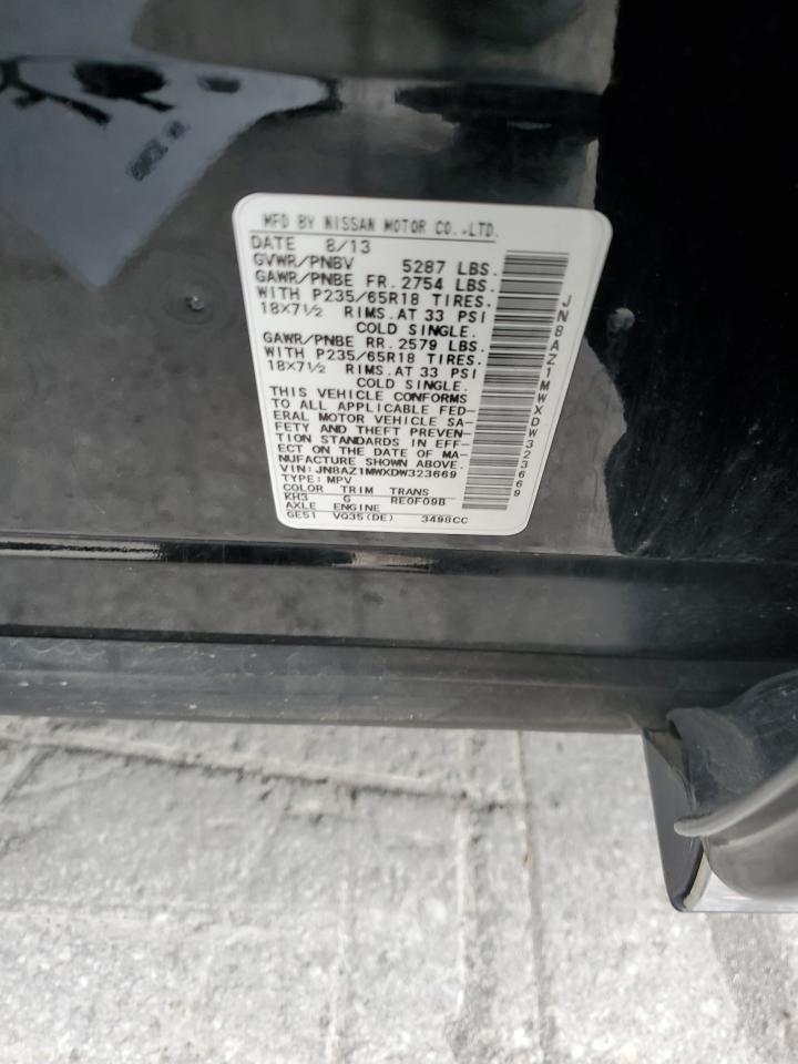 2013 Nissan Murano S VIN: JN8AZ1MWXDW323669 Lot: 64896664