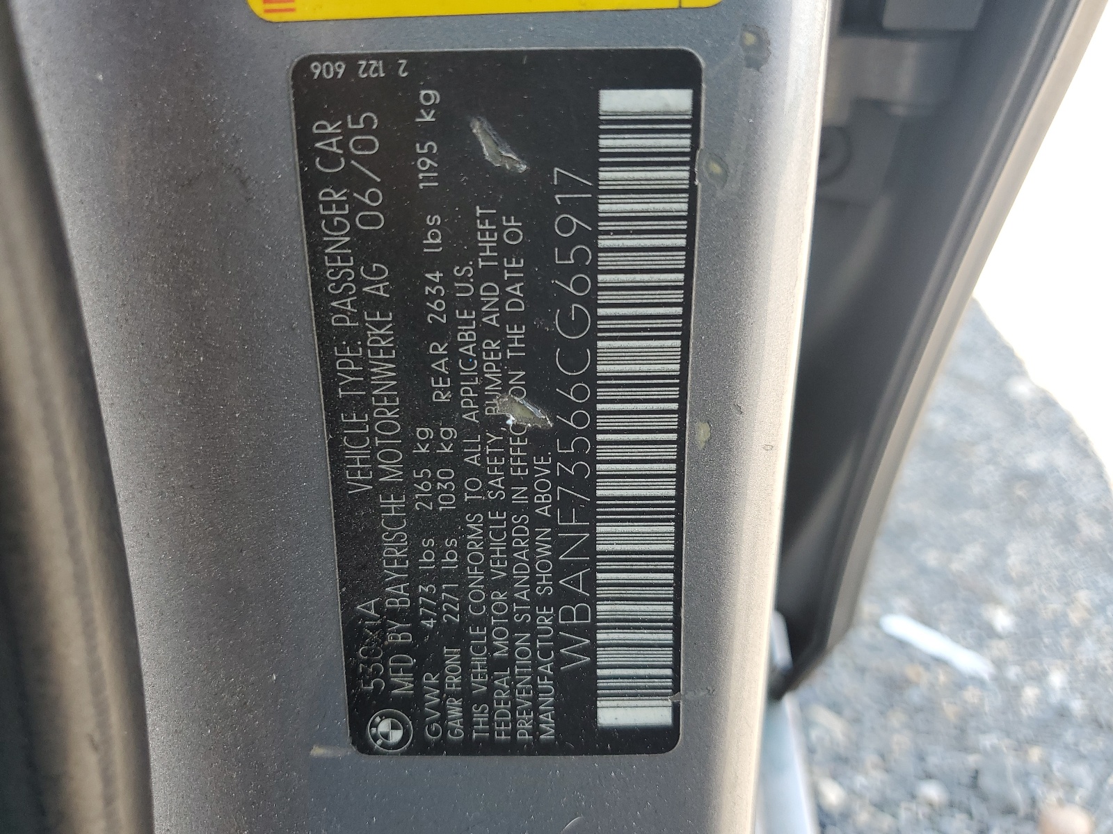 WBANF73566CG65917 2006 BMW 530 Xi