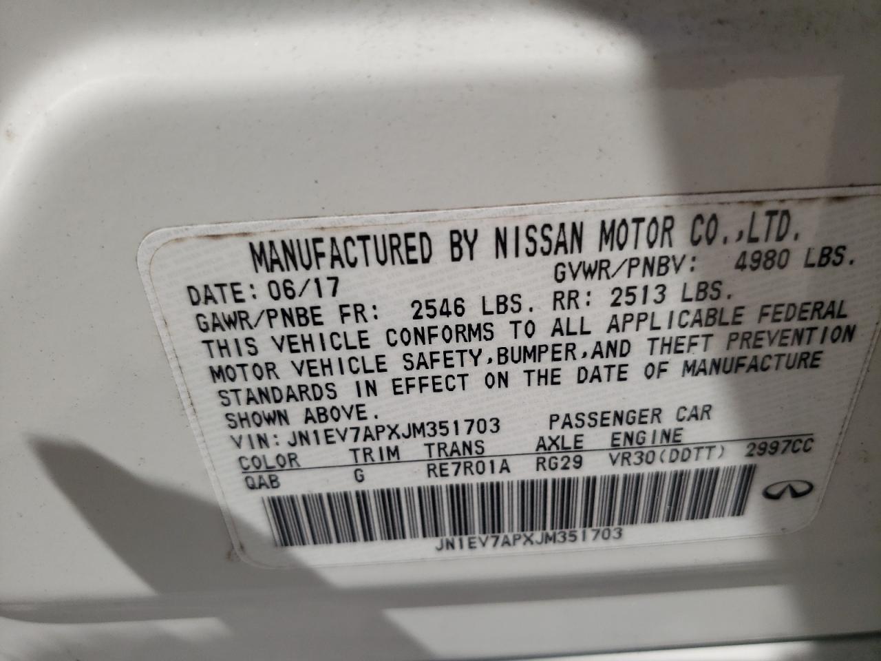 2018 Infiniti Q50 Luxe VIN: JN1EV7APXJM351703 Lot: 64694424