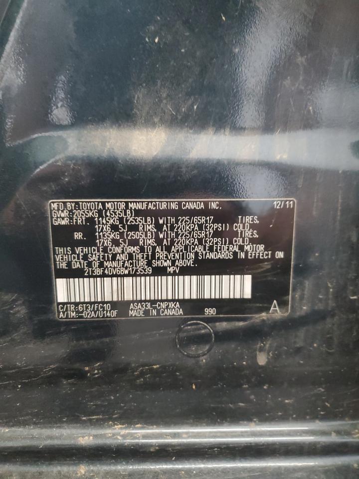 2011 Toyota Rav4 VIN: 2T3BF4DV6BW173539 Lot: 64151434