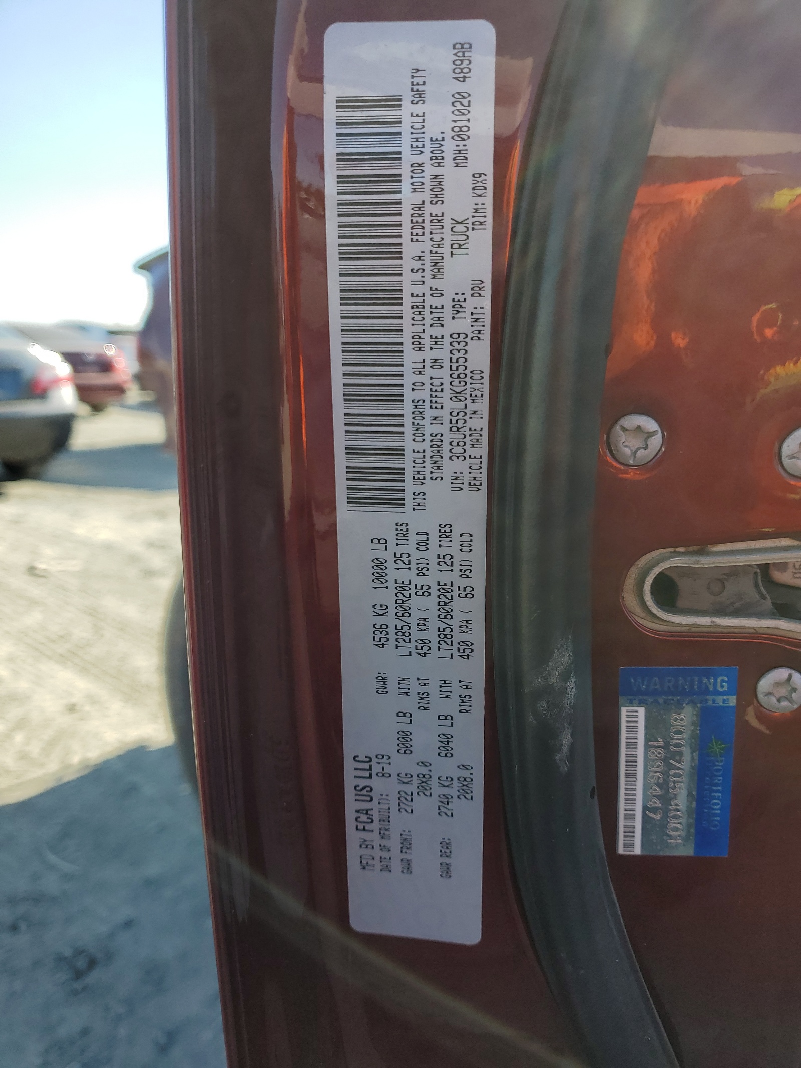 3C6UR5SL0KG655339 2019 Ram 2500 Limited