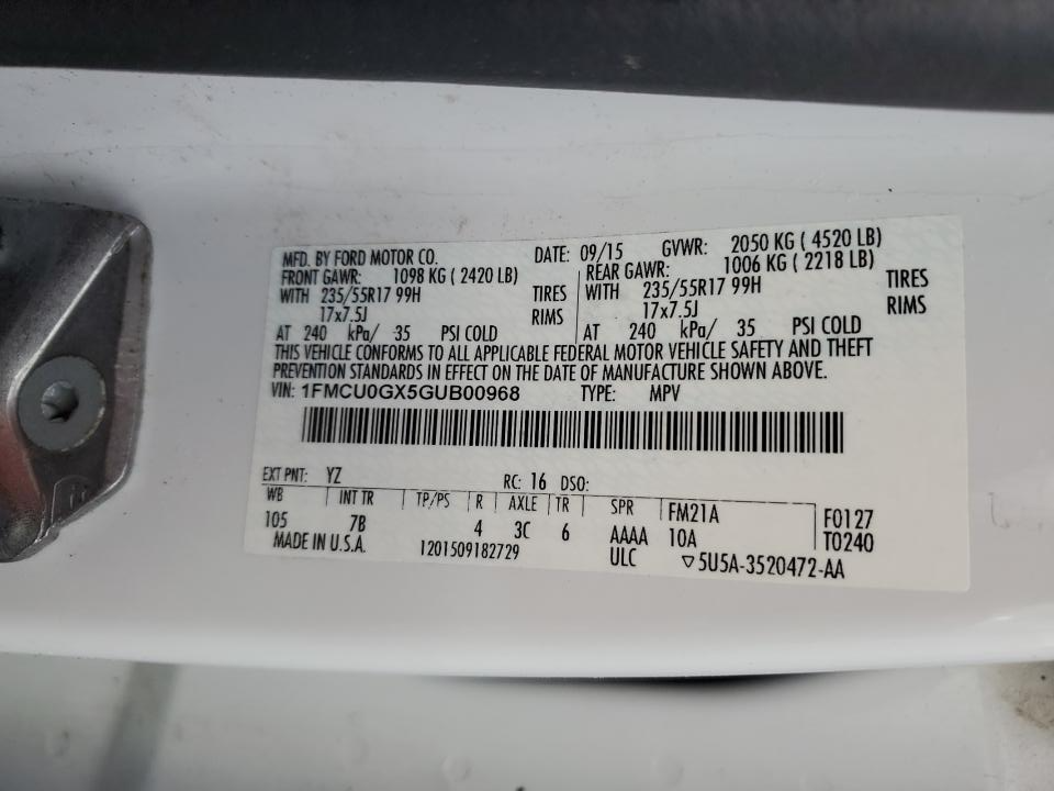 1FMCU0GX5GUB00968 2016 Ford Escape Se