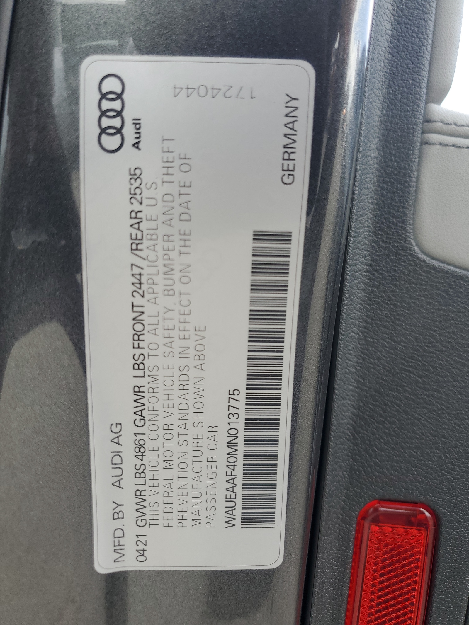 WAUEAAF40MN013775 2021 Audi A4 Premium Plus 45