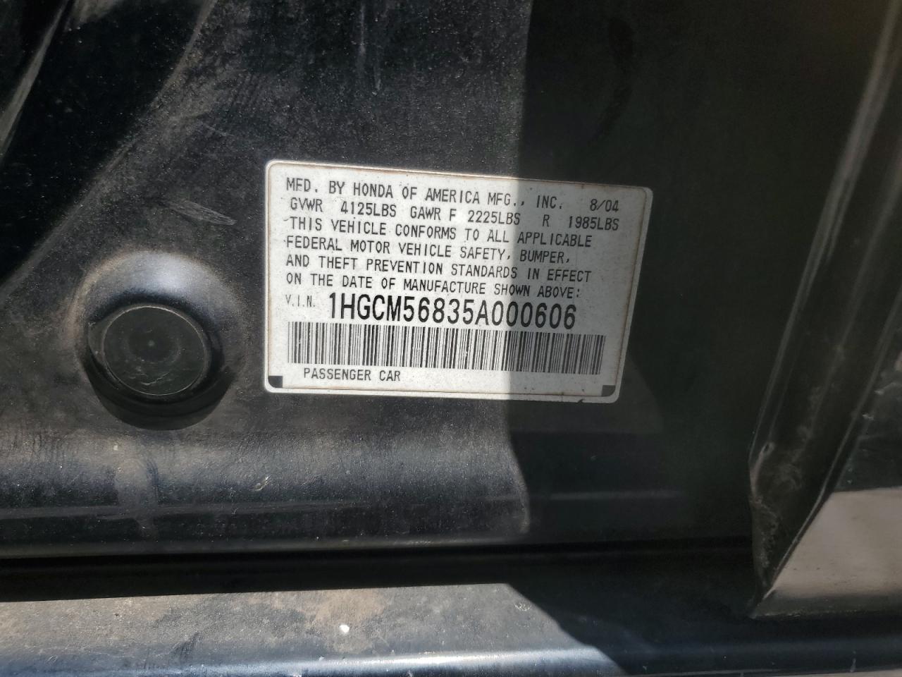 1HGCM56835A000606 2005 Honda Accord Ex