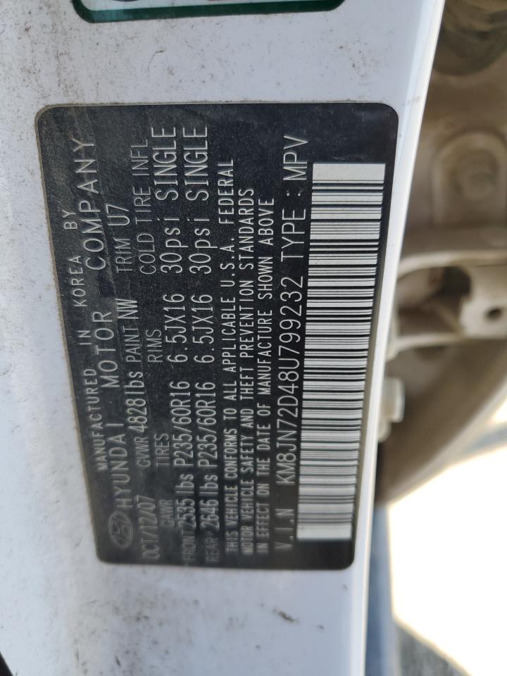 2008 Hyundai Tucson Se VIN: KM8JN72D48U799232 Lot: 64376844