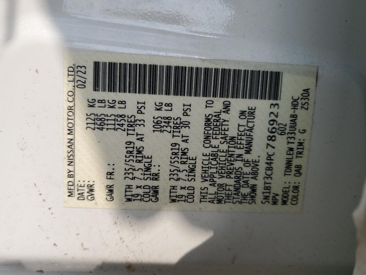 2023 Nissan Rogue Sl VIN: 5N1BT3CB4PC786923 Lot: 64627434