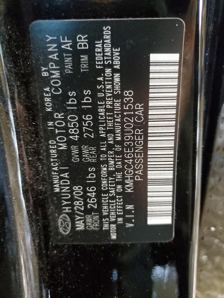 KMHGC46E39U021538 2009 Hyundai Genesis 3.8L