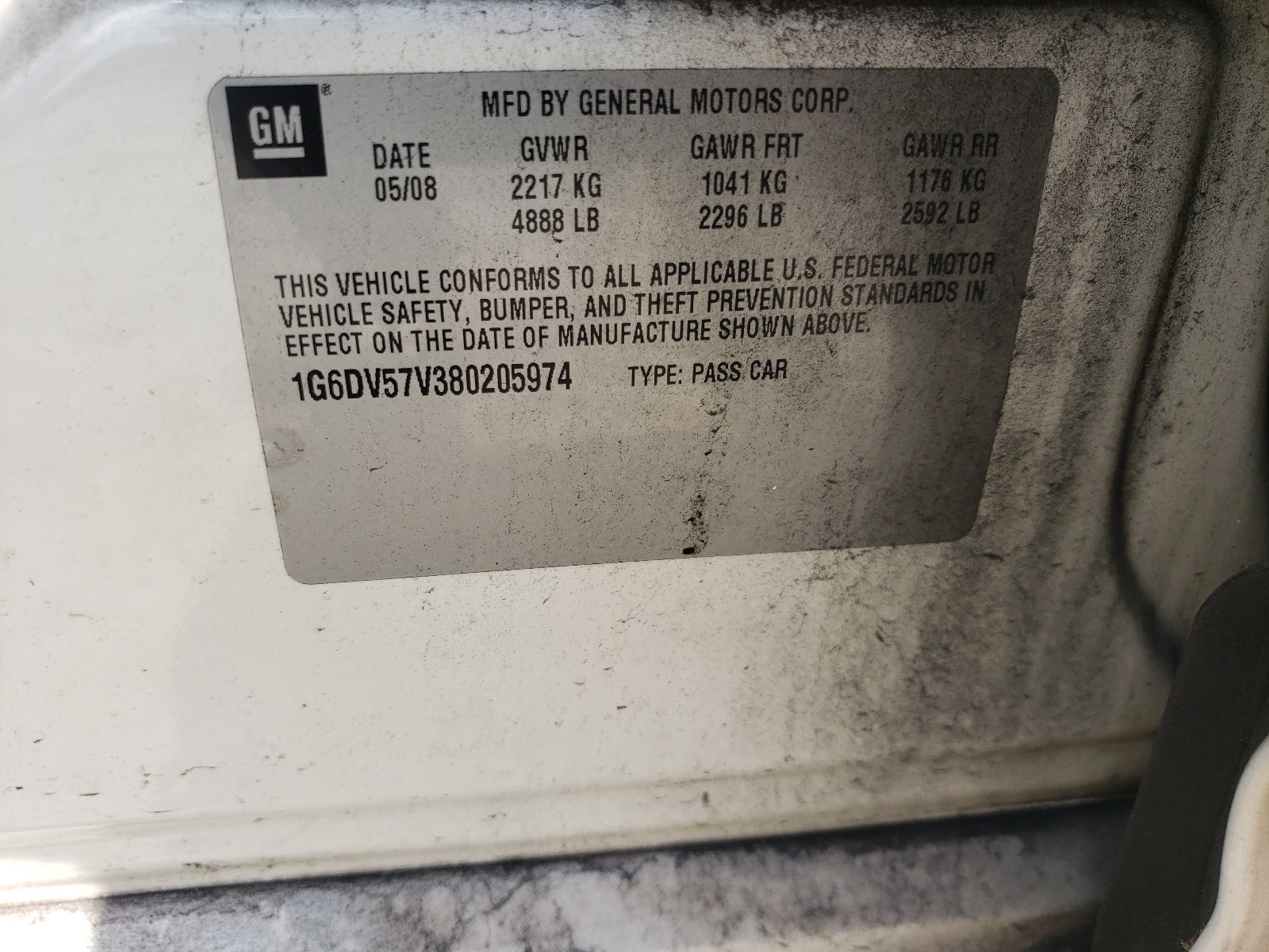 1G6DV57V380205974 2008 Cadillac Cts Hi Feature V6