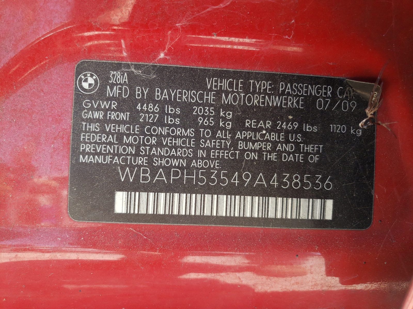 WBAPH53549A438536 2009 BMW 328 I Sulev