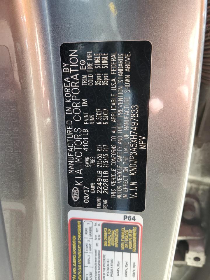 2017 Kia Soul + VIN: KNDJP3A5XH7497833 Lot: 65761084