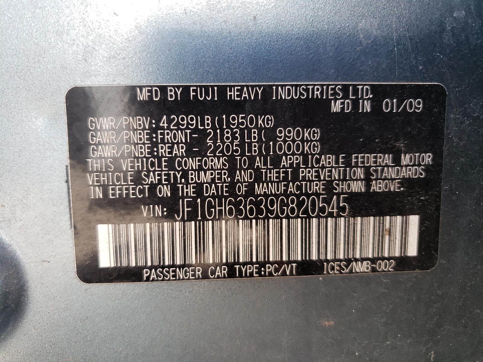 JF1GH63639G820545 2009 Subaru Impreza Outback Sport