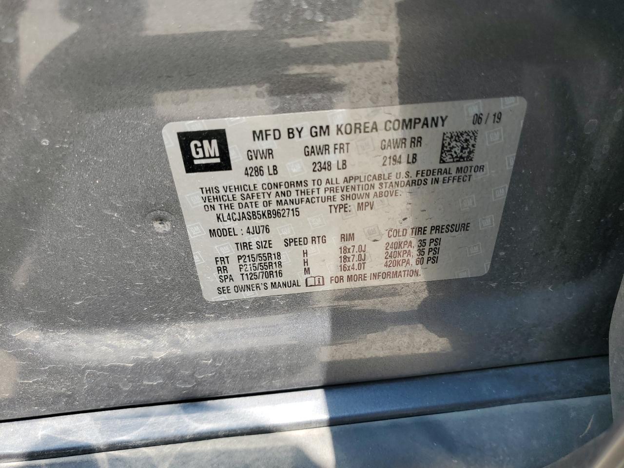 KL4CJASB5KB962715 2019 BUICK ENCORE - Image 13