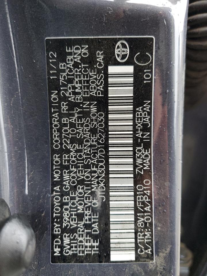 2013 Toyota Prius VIN: JTDKN3DU7D1627030 Lot: 64514684