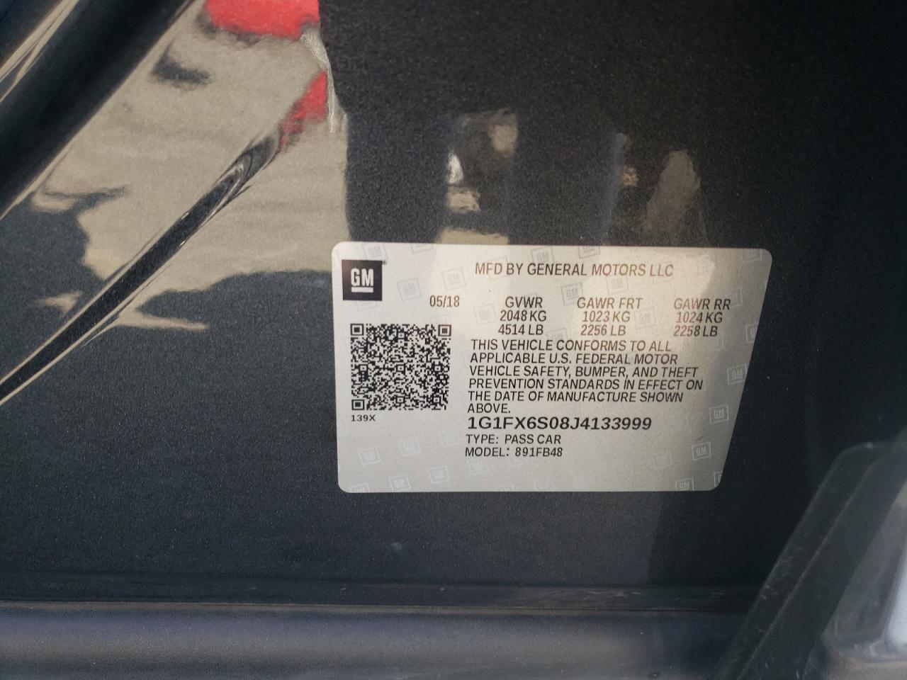 2018 Chevrolet Bolt Ev Premier VIN: 1G1FX6S08J4133999 Lot: 64248234