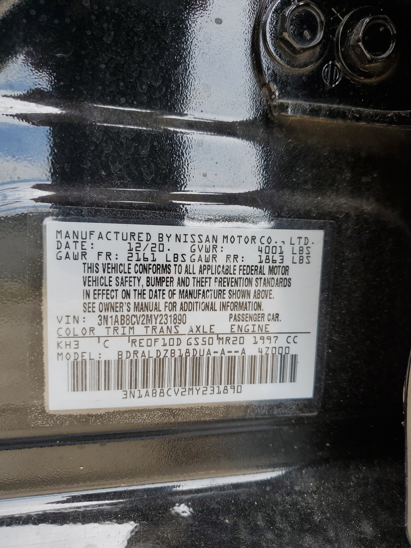 3N1AB8CV2MY231890 2021 Nissan Sentra Sv