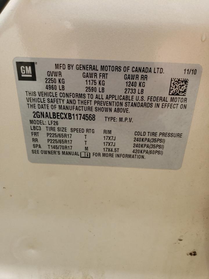 2011 Chevrolet Equinox Ls VIN: 2GNALBECXB1174568 Lot: 64716144