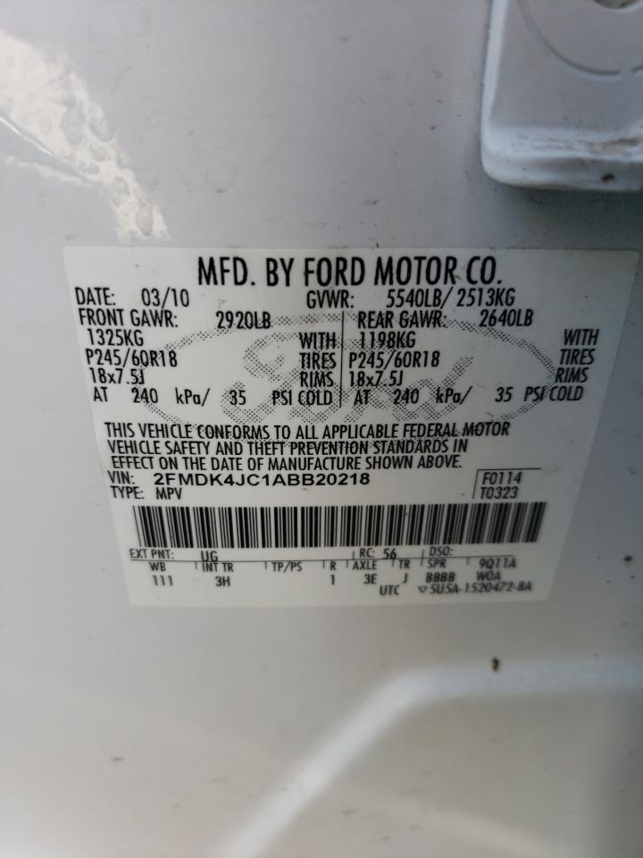 2010 Ford Edge Sel VIN: 2FMDK4JC1ABB20218 Lot: 65190754