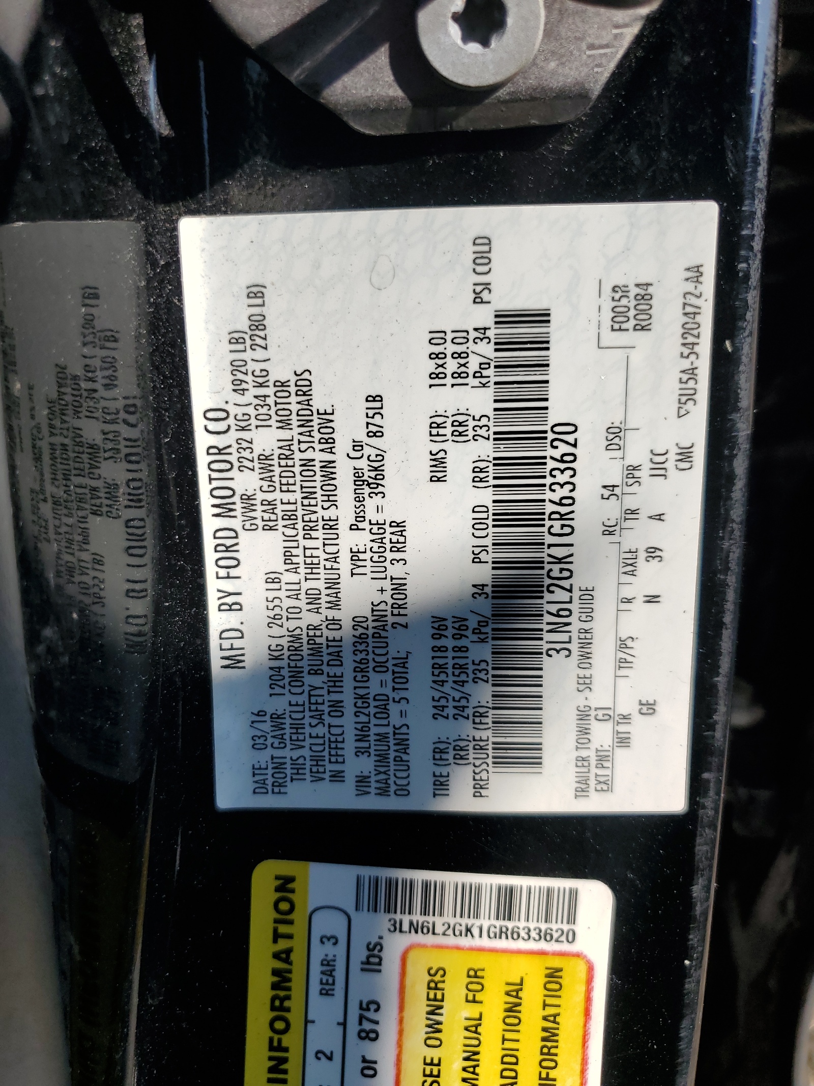 3LN6L2GK1GR633620 2016 Lincoln Mkz