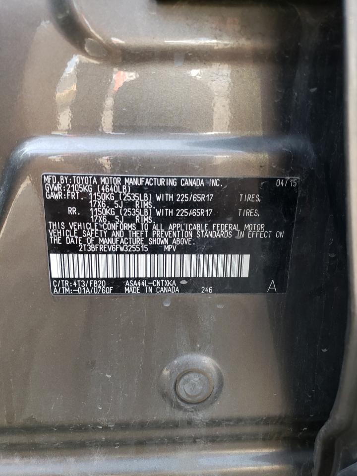 2015 Toyota Rav4 Le VIN: 2T3BFREV6FW325515 Lot: 64011984