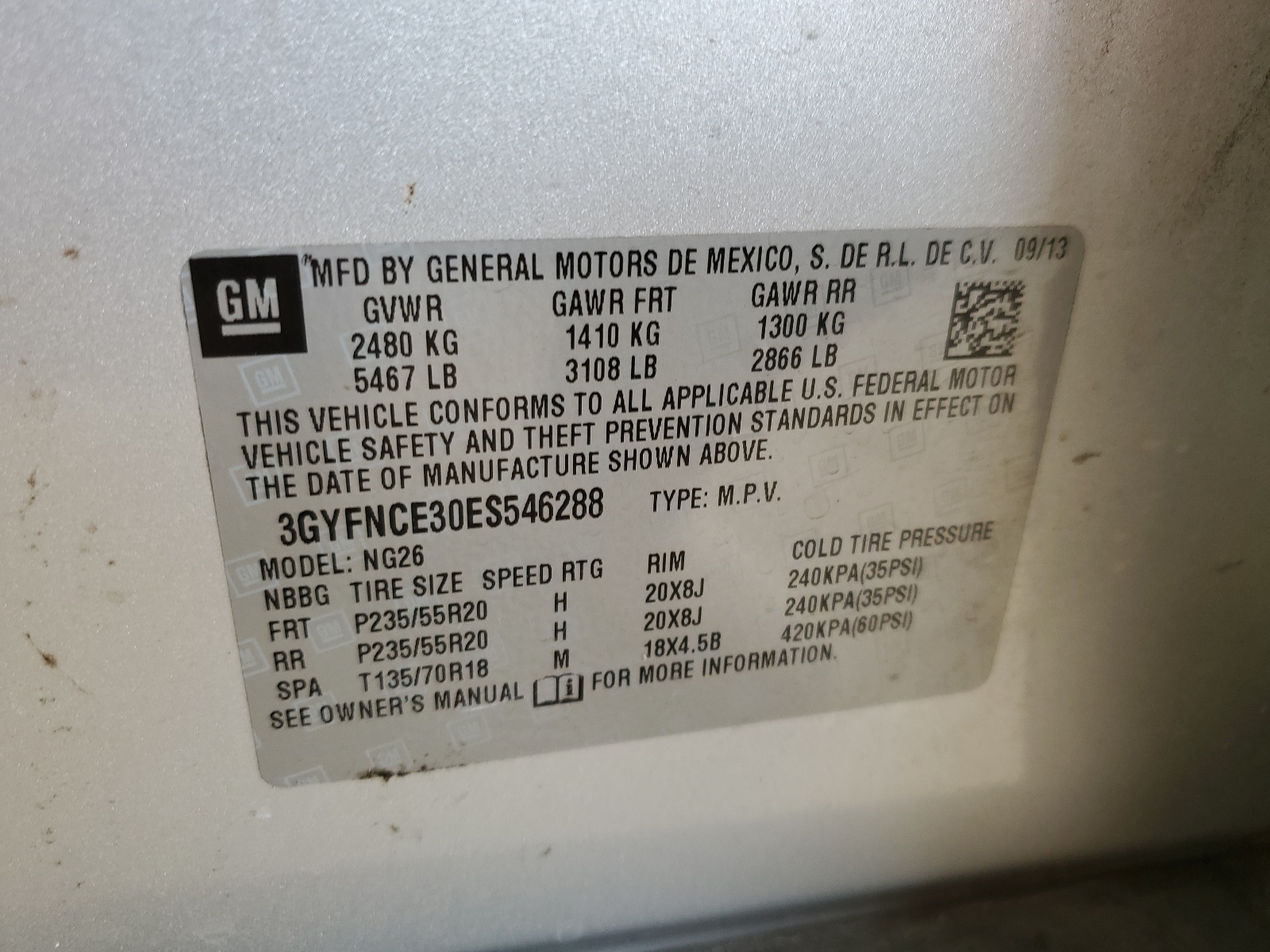 3GYFNCE30ES546288 2014 Cadillac Srx Performance Collection