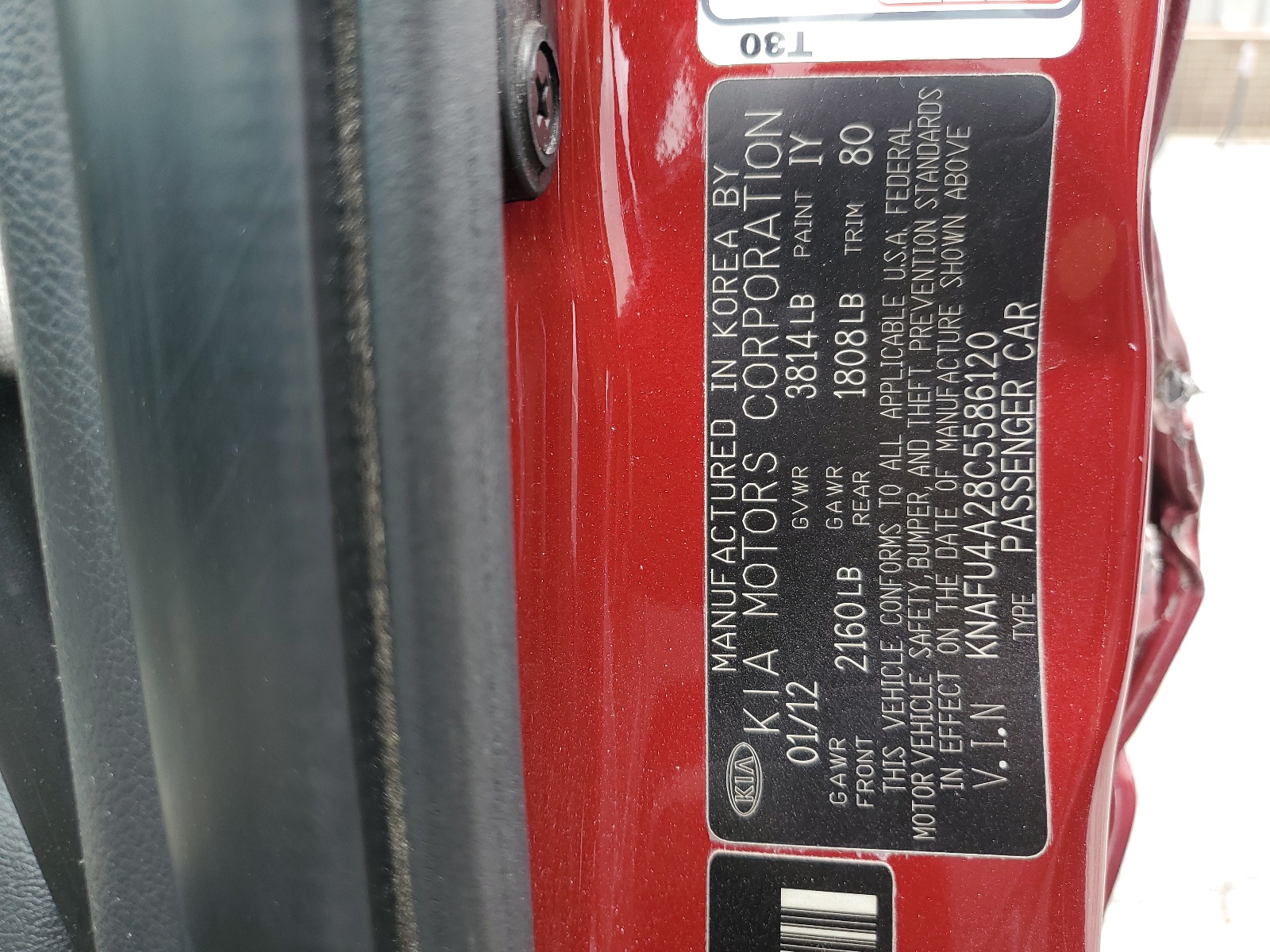 KNAFU4A28C5586120 2012 Kia Forte Ex