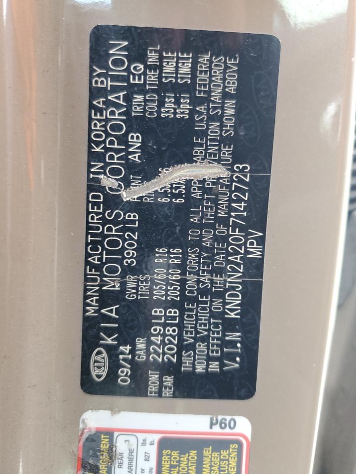 2015 Kia Soul VIN: KNDJN2A20F7142723 Lot: 65021504