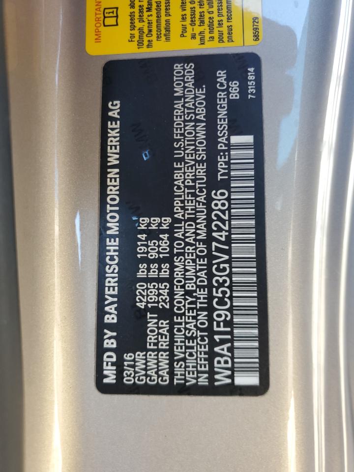 2016 BMW 228 I Sulev VIN: WBA1F9C53GV742286 Lot: 64973754