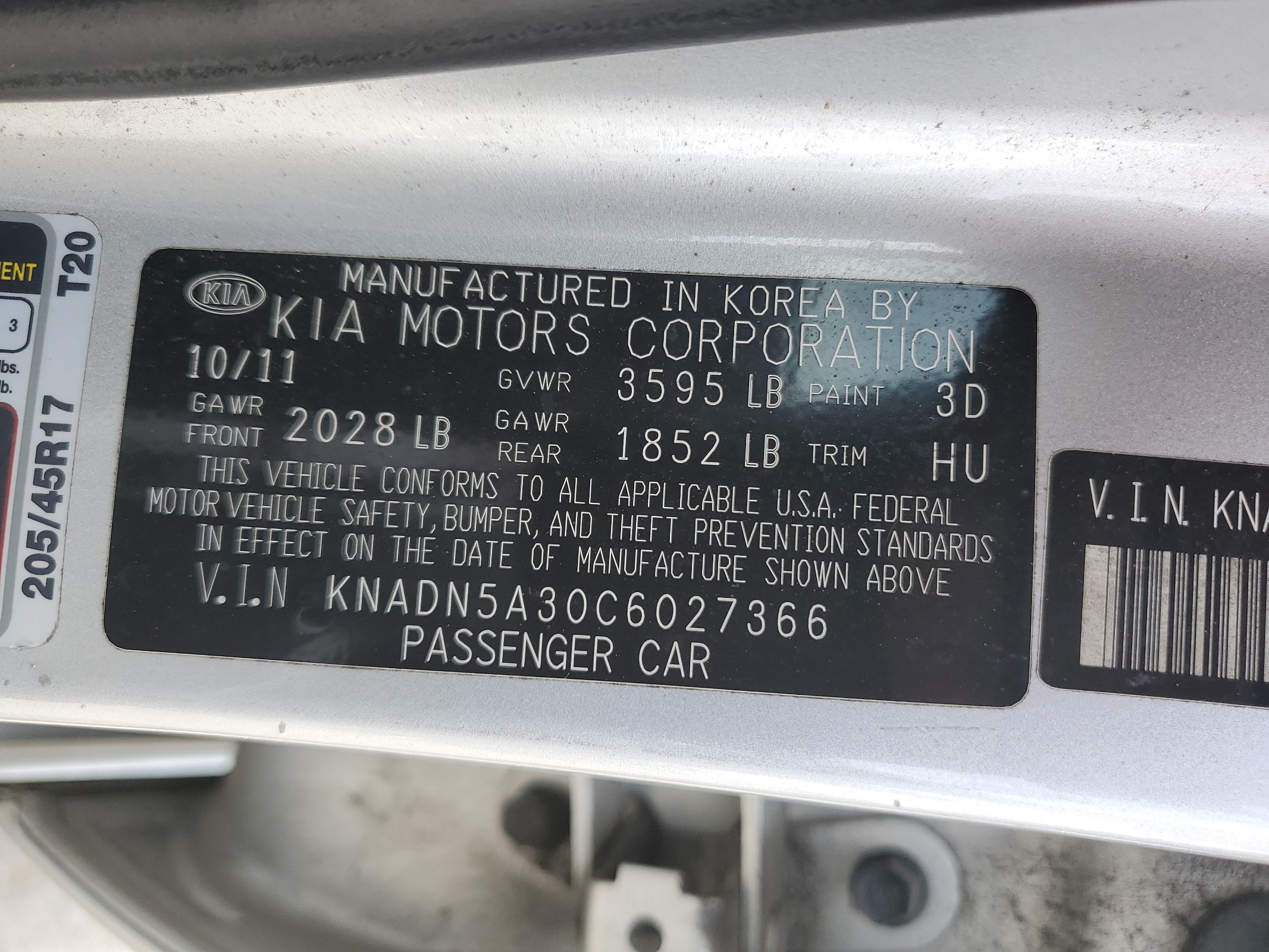 KNADN5A30C6027366 2012 Kia Rio Ex