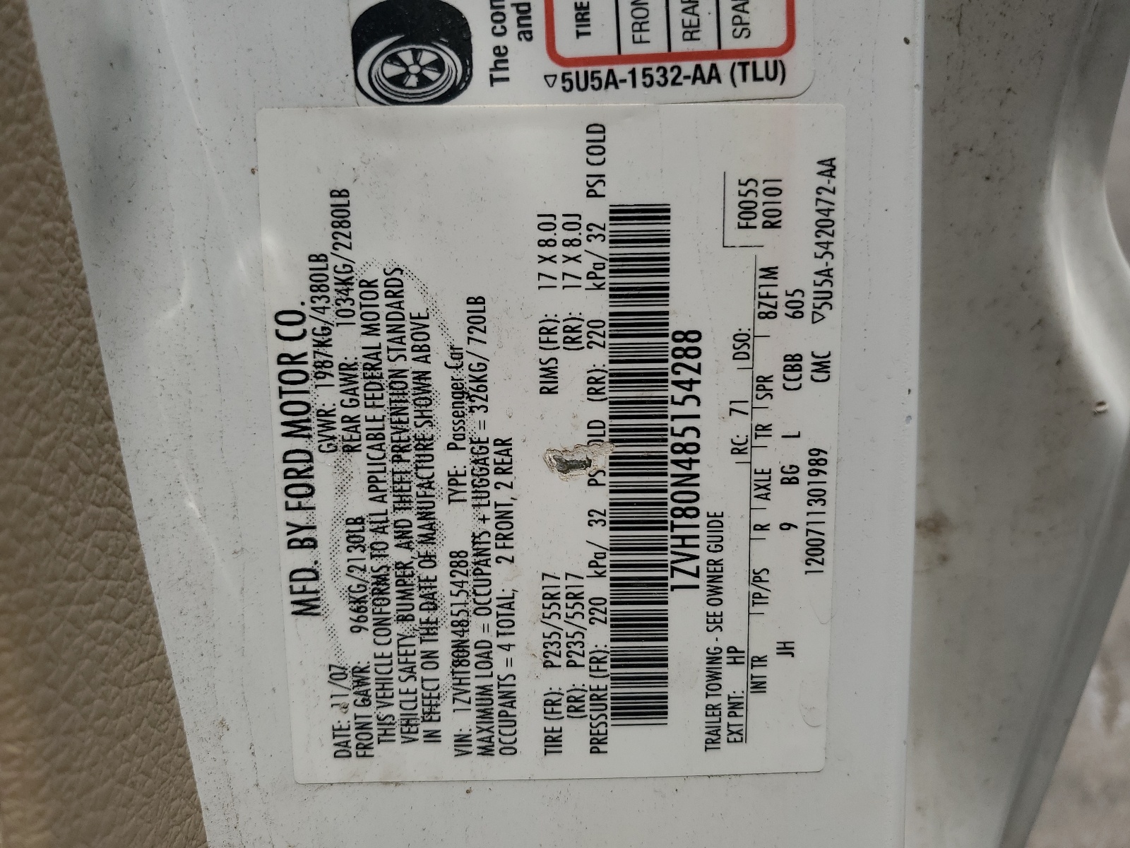 1ZVHT80N485154288 2008 Ford Mustang