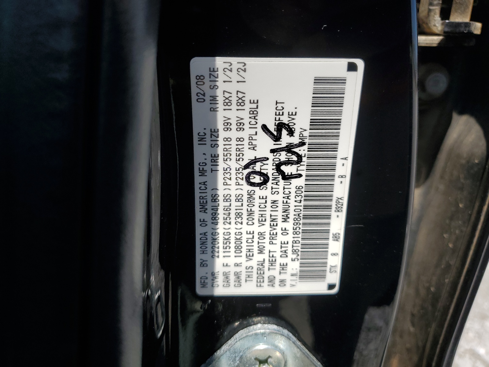 5J8TB18598A014306 2008 Acura Rdx Technology